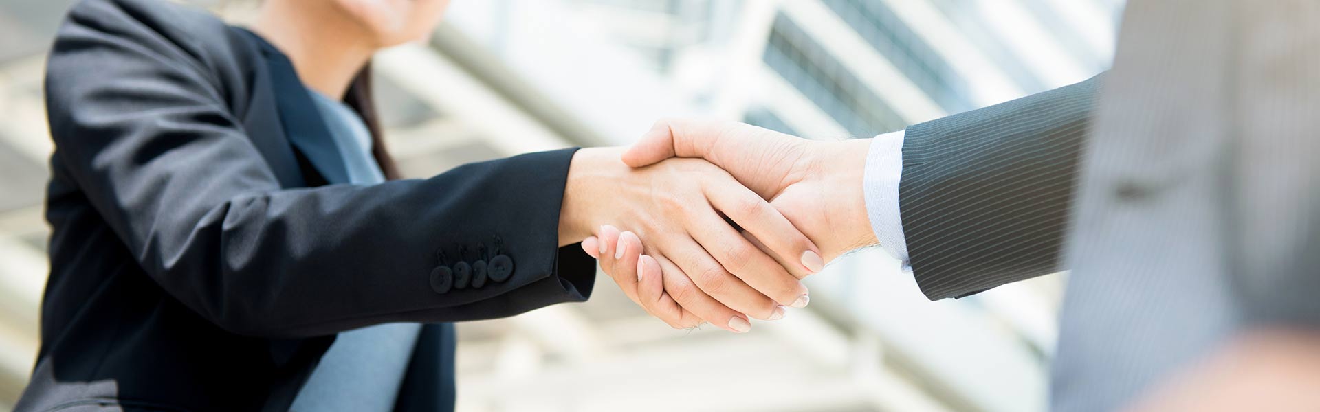 Businesswoman making handshake with a businessman